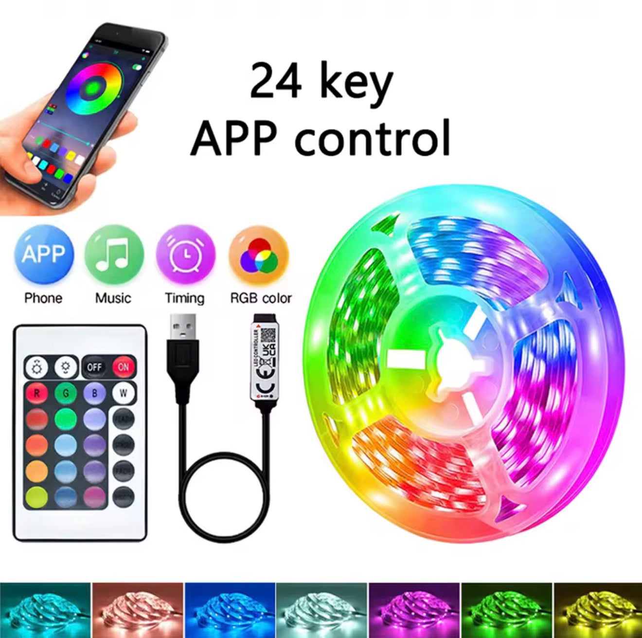 RGB LED Strip Lights — Smart App Controlled Room Lighting (3M-20M)